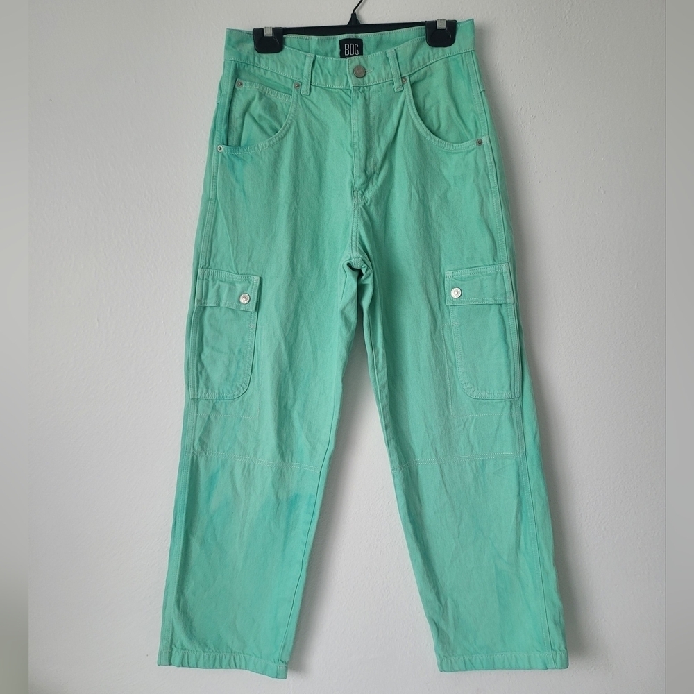 BDG Rilee Baggy Cargo Pants Urban Outfitters Seafoam‎ Green High Rise Jeans Sz26
